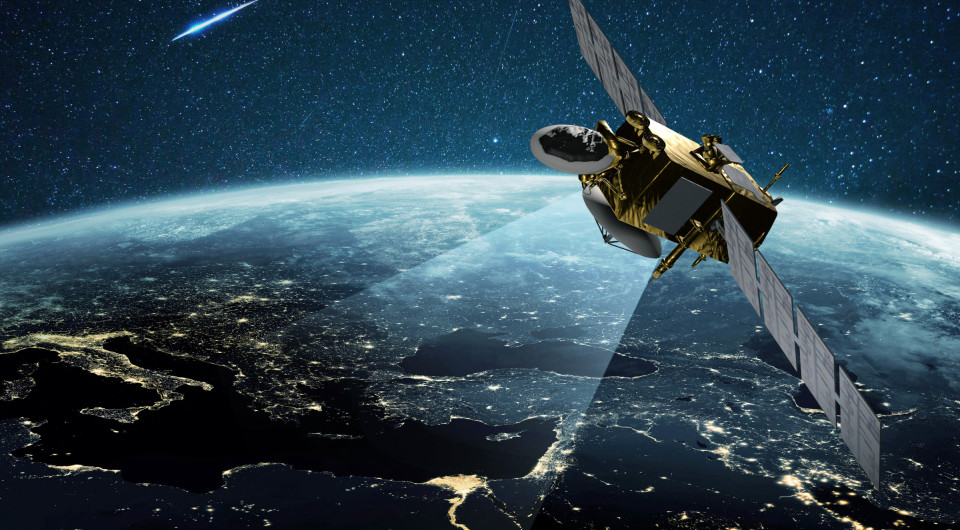 Earth with satellite view from space