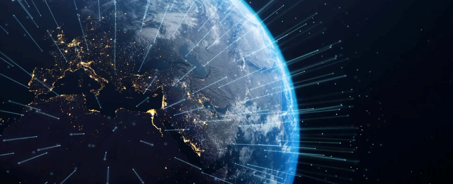 Earth with lines of light