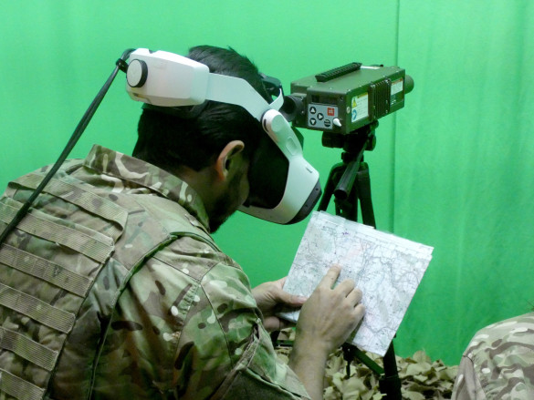 CASE JTAC user engages with map with green screen in front